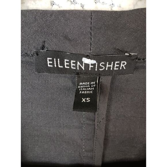 Eileen Fisher Blazer Womens XS Jacket Dark Gray Linen Cowl Neck Chic Full Zip - Picture 2 of 6